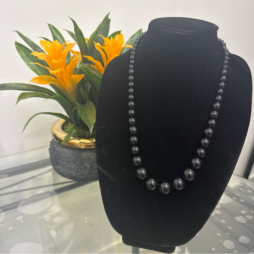 Elegant Black Beaded Necklace - Women's Statement Jewelry